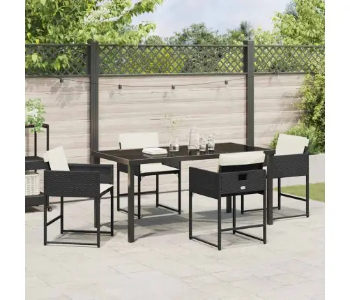 Sodo Valgomojo Komplektas 5 Pcs Juoda Poliratanas