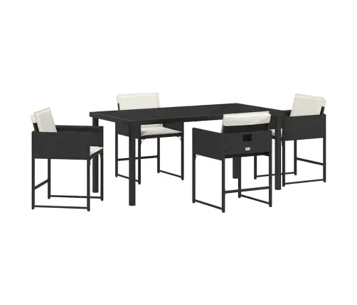 Sodo Valgomojo Komplektas 5 Pcs Juoda Poliratanas