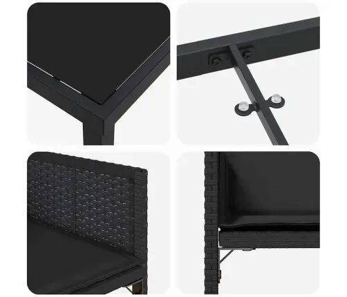 Dārza Ēdamgalds 5 Pcs Melna Poliratāns Vidaxl