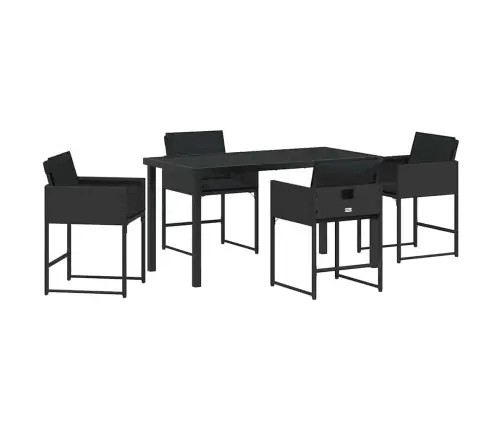 Dārza Ēdamgalds 5 Pcs Melna Poliratāns Vidaxl