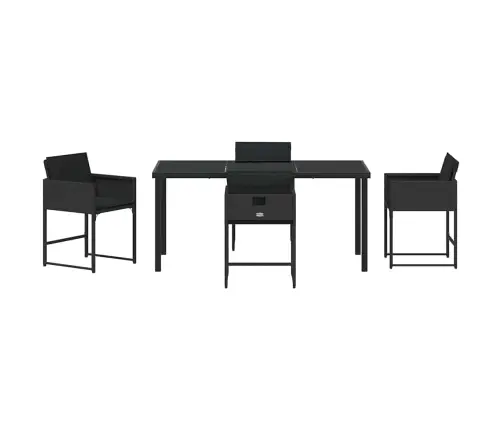 Dārza Ēdamgalds 5 Pcs Melna Poliratāns Vidaxl