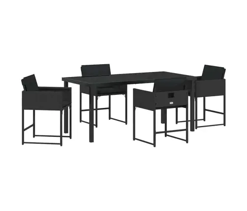 Dārza Ēdamgalds 5 Pcs Melna Poliratāns Vidaxl