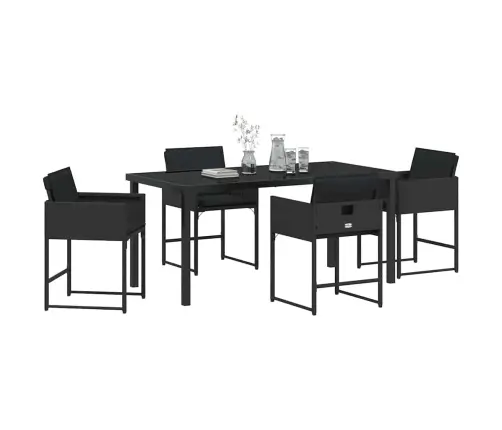 Dārza Ēdamgalds 5 Pcs Melna Poliratāns Vidaxl