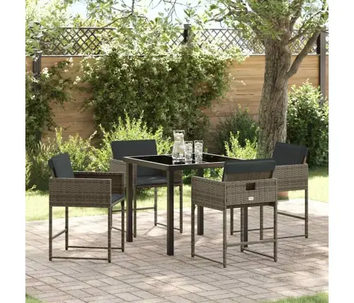 Sodo Valgomojo Komplektas 5 Pcs Pilka Poliratanas