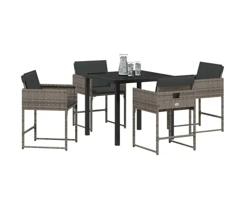 Sodo Valgomojo Komplektas 5 Pcs Pilka Poliratanas