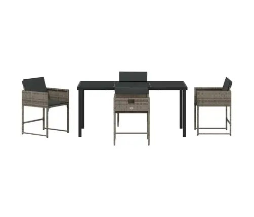 Dārza Ēdamgalds 5 Pcs Pelēka Poliratāns Vidaxl