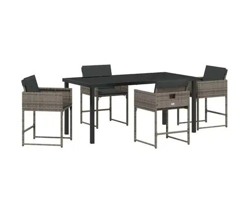 Dārza Ēdamgalds 5 Pcs Pelēka Poliratāns Vidaxl