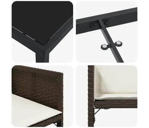 Dārza Ēdamgalds 5 Pcs Brūna Poliratāns Vidaxl