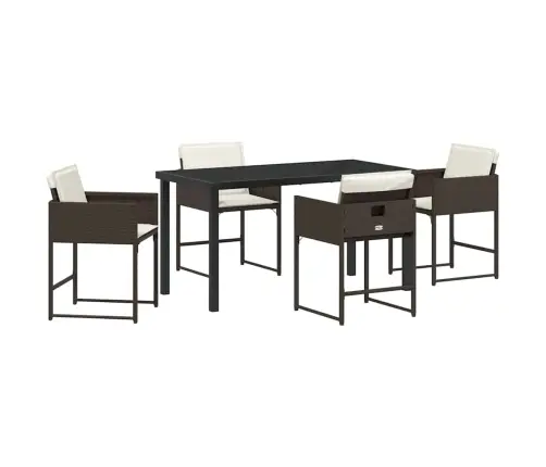 Dārza Ēdamgalds 5 Pcs Brūna Poliratāns Vidaxl