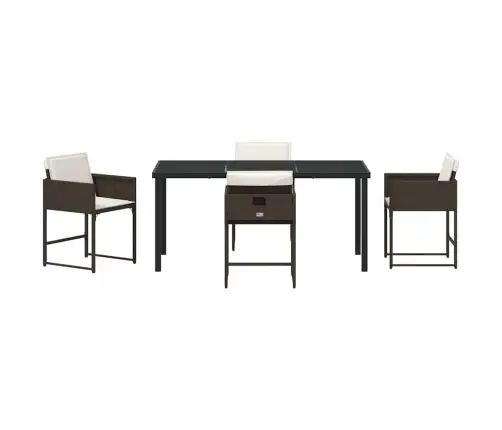 Dārza Ēdamgalds 5 Pcs Brūna Poliratāns Vidaxl