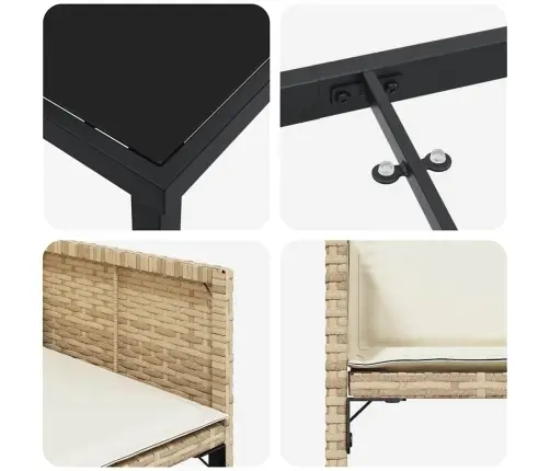 Aia Söögilaudade Komplekt 5 Pcs Beež Polürotang