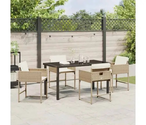 Dārza Ēdamgalds 5 Pcs Bēša Poliratāns Vidaxl