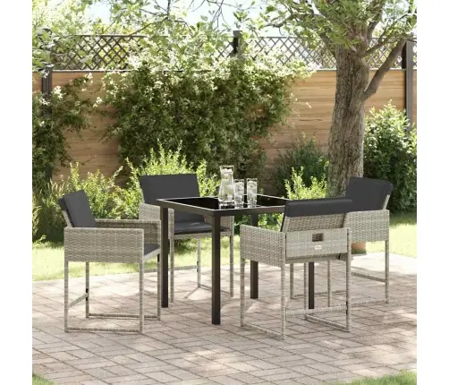 Dārza Ēdamgalds 5 Pcs Gaiši Pelēks Poliratāns Vidaxl