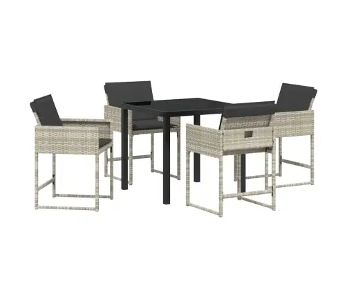 Dārza Ēdamgalds 5 Pcs Gaiši Pelēks Poliratāns Vidaxl