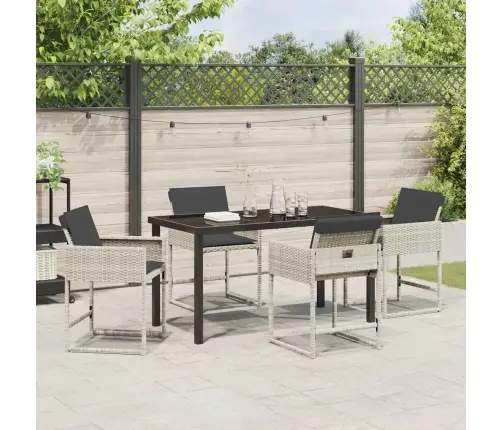 5 Daļu Dārza Galdiņš Ar Spilveniem - Gaiši Pelēks Poliratanā Vidaxl