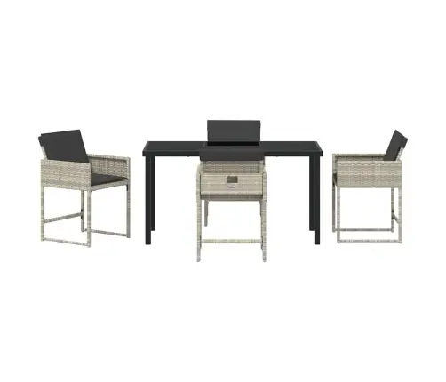 5 Daļu Dārza Galdiņš Ar Spilveniem - Gaiši Pelēks Poliratanā Vidaxl