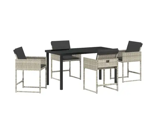 5 Daļu Dārza Galdiņš Ar Spilveniem - Gaiši Pelēks Poliratanā Vidaxl