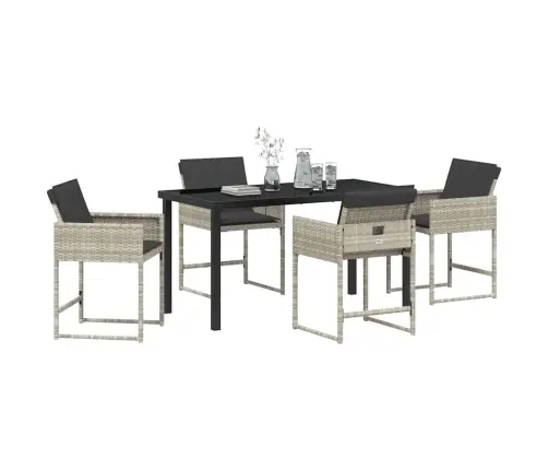 5 Daļu Dārza Galdiņš Ar Spilveniem - Gaiši Pelēks Poliratanā Vidaxl