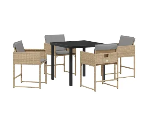 5 Daļu Dārza Galds Ar Spilveniem, Bēšs Polirāts Vidaxl