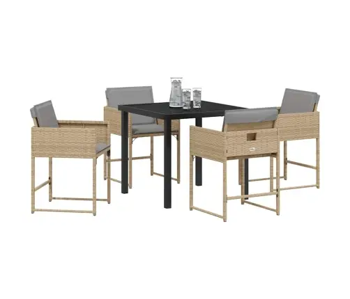 5 Daļu Dārza Galds Ar Spilveniem, Bēšs Polirāts Vidaxl