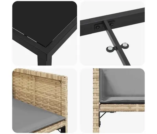 Aia Söögilaudade Komplekt 5 Pcs Beež Polürotang