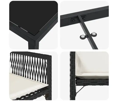 Sodo Valgomojo Komplektas 5 Pcs Juoda Poliratanas