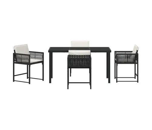 Sodo Valgomojo Komplektas 5 Pcs Juoda Poliratanas