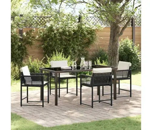 Dārza Ēdamgalds 5 Pcs Melna Poliratāns Vidaxl