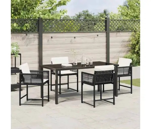 Dārza Ēdamgalds 5 Pcs Melna Poliratāns Vidaxl