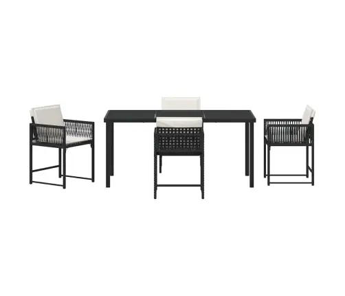 Dārza Ēdamgalds 5 Pcs Melna Poliratāns Vidaxl