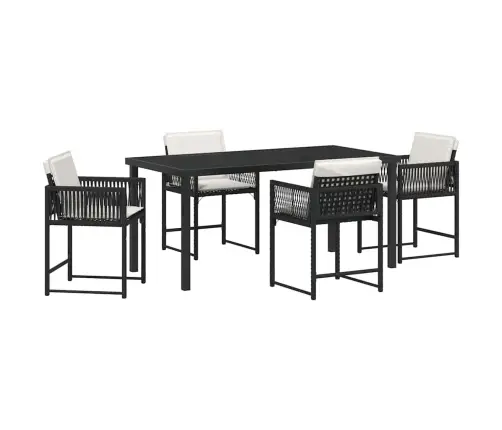Dārza Ēdamgalds 5 Pcs Melna Poliratāns Vidaxl