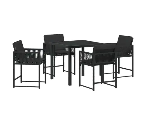 Dārza Ēdamgalds 5 Pcs Melna Poliratāns Vidaxl