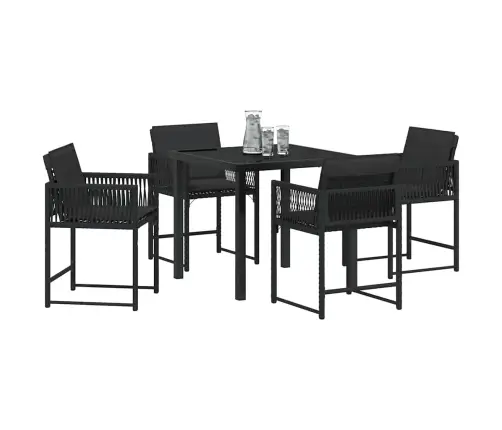 Dārza Ēdamgalds 5 Pcs Melna Poliratāns Vidaxl