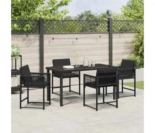 Dārza Ēdamgalds 5 Pcs Melna Poliratāns Vidaxl