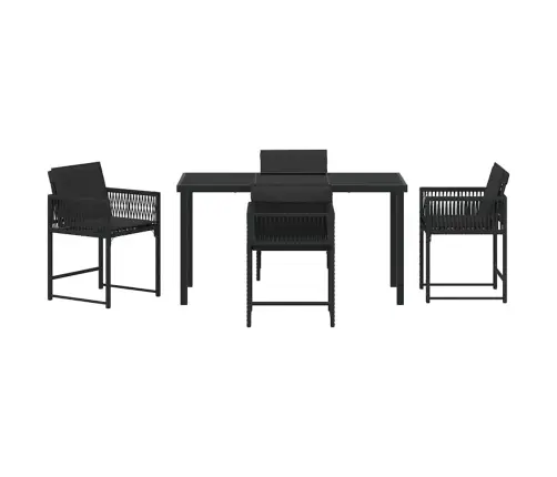 Dārza Ēdamgalds 5 Pcs Melna Poliratāns Vidaxl