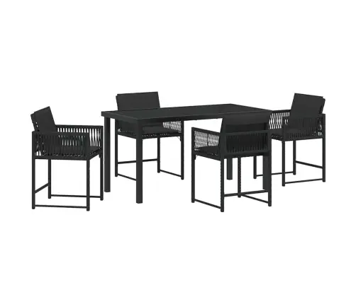 Dārza Ēdamgalds 5 Pcs Melna Poliratāns Vidaxl