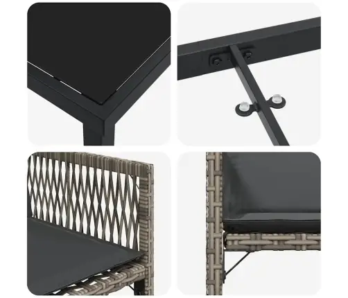 Dārza Ēdamgalds 5 Pcs Pelēka Poliratāns Vidaxl