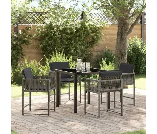 Dārza Ēdamgalds 5 Pcs Pelēka Poliratāns Vidaxl