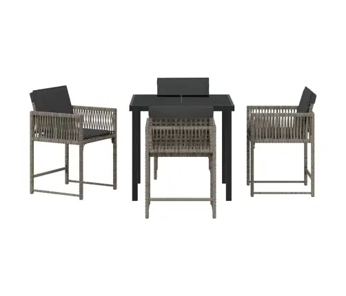 Dārza Ēdamgalds 5 Pcs Pelēka Poliratāns Vidaxl