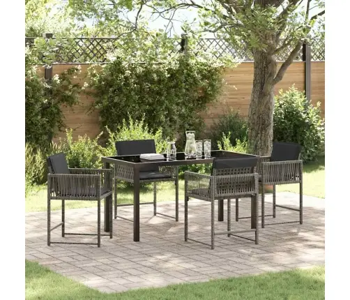 Sodo Valgomojo Komplektas 5 Pcs Pilka Poliratanas