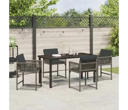 Sodo Valgomojo Komplektas 5 Pcs Pilka Poliratanas