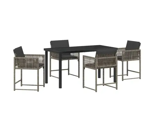 Sodo Valgomojo Komplektas 5 Pcs Pilka Poliratanas