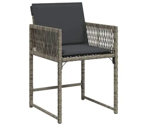 5 Gabalu Dārza Ēdamgalds Ar Spilveniem Pelēks Polirattan Vidaxl