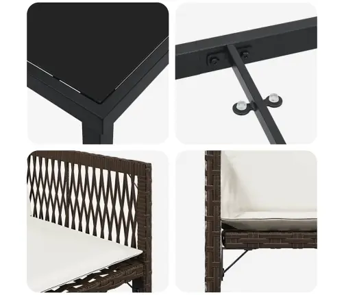 Dārza Ēdamgalds 5 Pcs Brūna Poliratāns Vidaxl