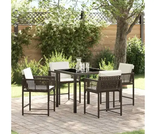 Dārza Ēdamgalds 5 Pcs Brūna Poliratāns Vidaxl