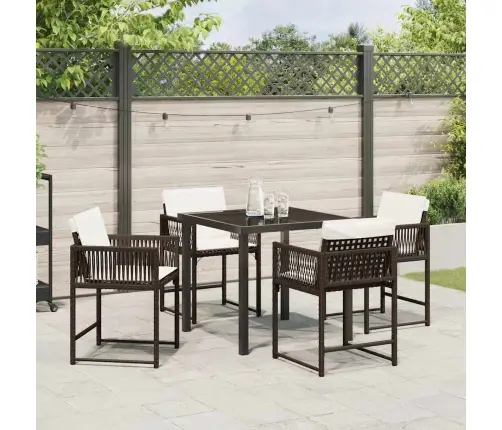 Dārza Ēdamgalds 5 Pcs Brūna Poliratāns Vidaxl