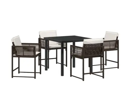 Dārza Ēdamgalds 5 Pcs Brūna Poliratāns Vidaxl