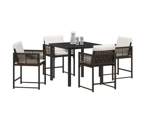 Dārza Ēdamgalds 5 Pcs Brūna Poliratāns Vidaxl