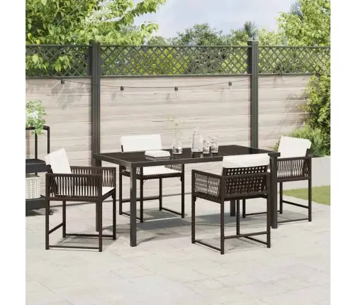 Sodo Valgomojo Komplektas 5 Pcs Ruda Poliratanas