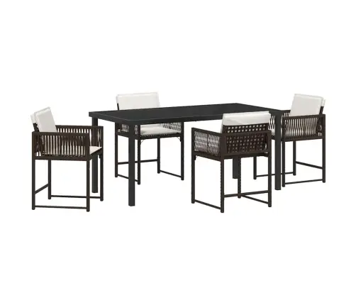 Sodo Valgomojo Komplektas 5 Pcs Ruda Poliratanas